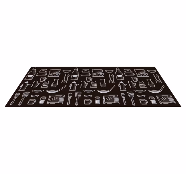 Téglalap alakú konyhai eszközök modern vinyl szőnyeg - TenStickers