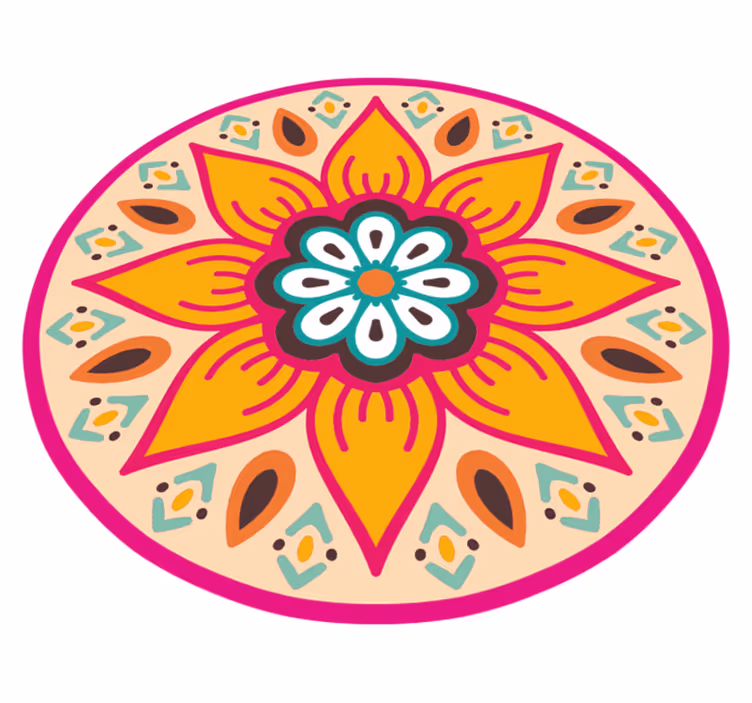 Pompás kerek virág mandala vinyl szőnyeg - TenStickers