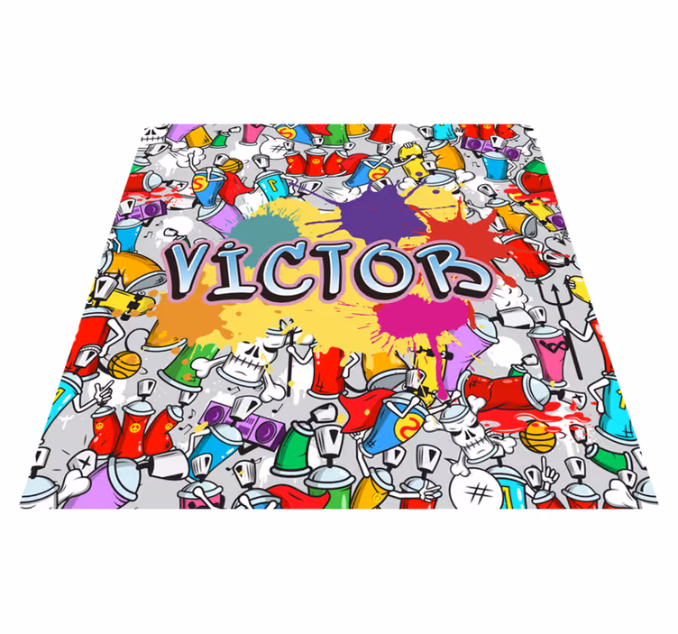 Többszínű graffiti vinyl szőnyeg névvel - TenStickers