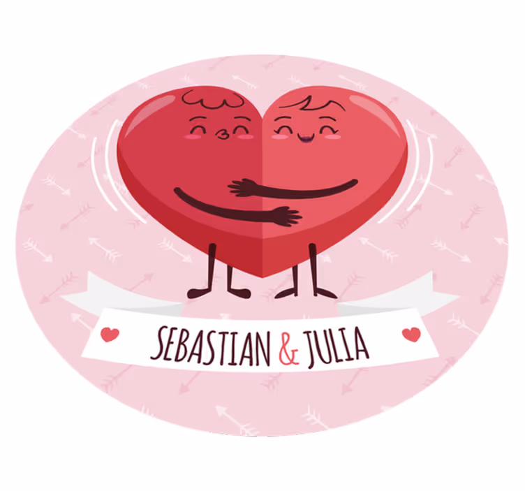 Személyre szabott szív illusztráció Vinil szőnyeg nevekkel - TenStickers