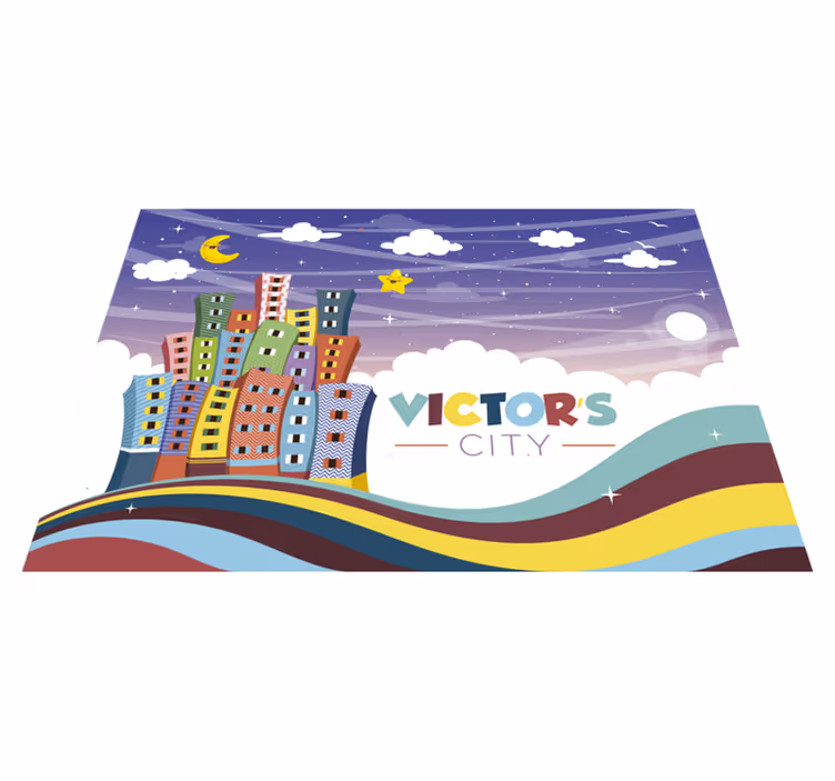 Városkép szivárvány Vinil szőnyeg nevekkel - TenStickers
