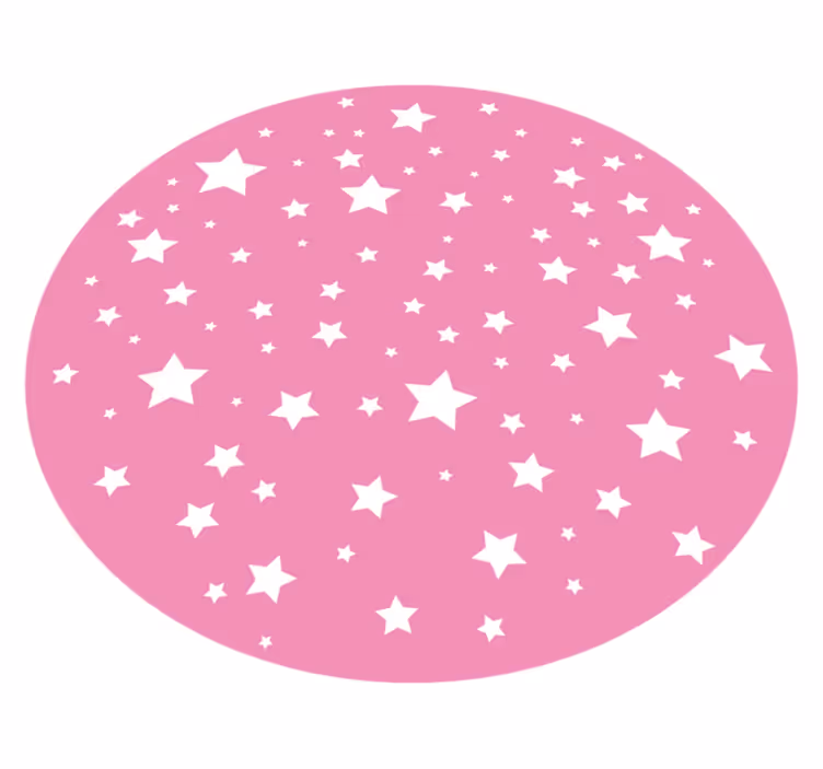 Csillagos rózsaszín kör vinil szőnyeg csillagok - TenStickers
