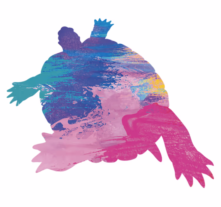 Színes teknős sziluett vinil szőnyeg állat - TenStickers