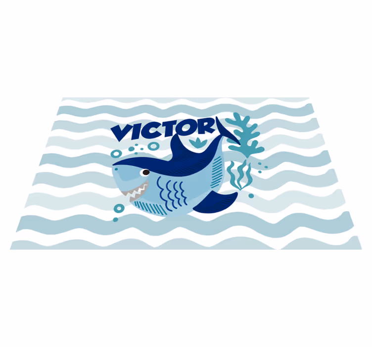 Egyedi cápa illusztráció Vinil szőnyeg nevekkel - TenStickers