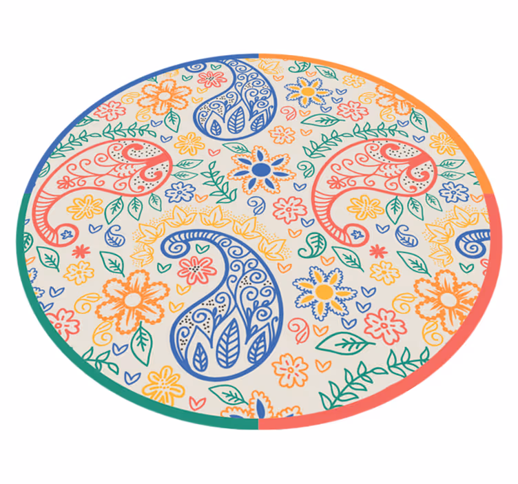 Virágos paisley motívumok vinil szőnyeg virágok és növények - TenStickers