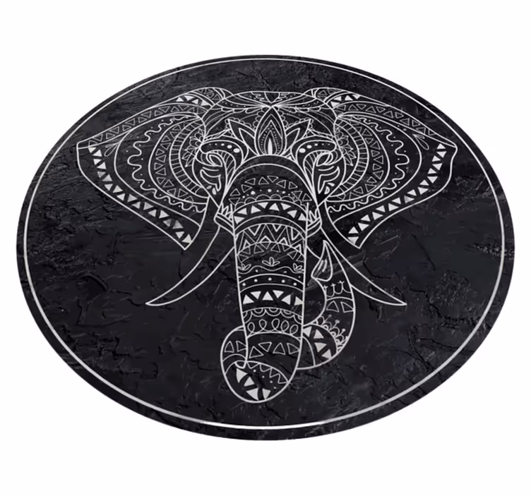 Elefánt alakú márvány textúrájú mandala szőnyeg - TenStickers