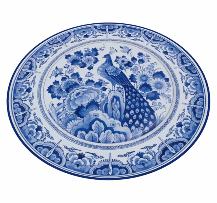 Delftware páva cserép szőnyeg - TenStickers