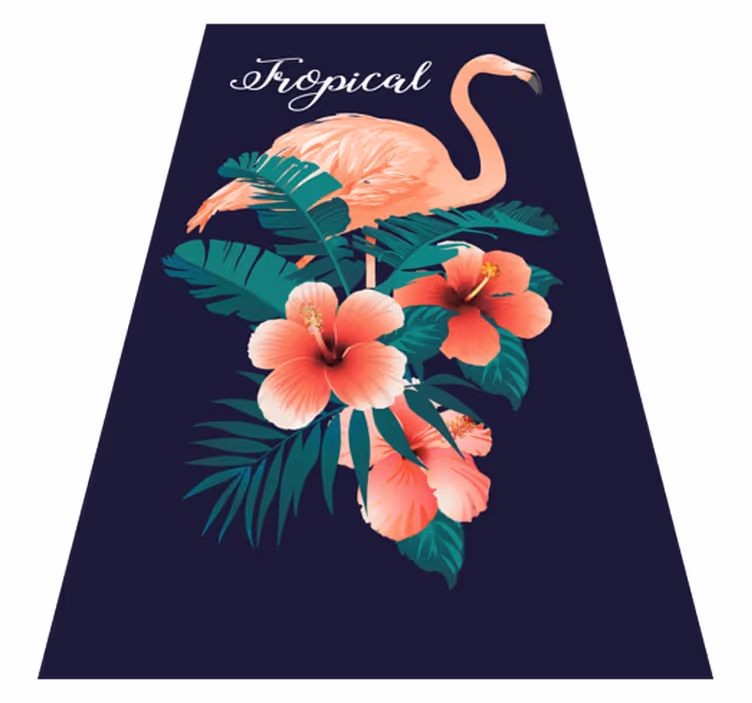 Trópusi flamingó fekete állati szőnyeg - TenStickers