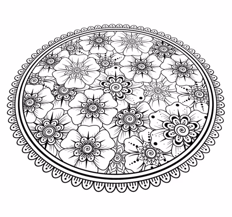 Kör fekete mandala csempe szőnyeg - TenStickers