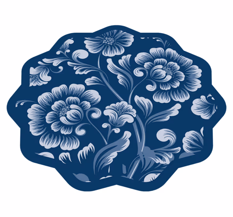 Elegáns kék virágok virágos szőnyeg - TenStickers