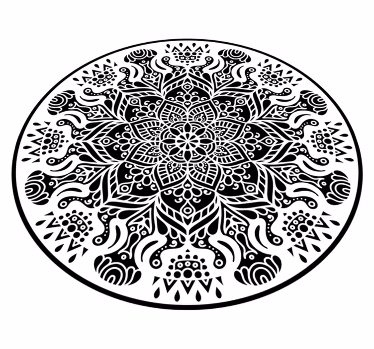 Fekete-fehér mandala szőnyeg - TenStickers
