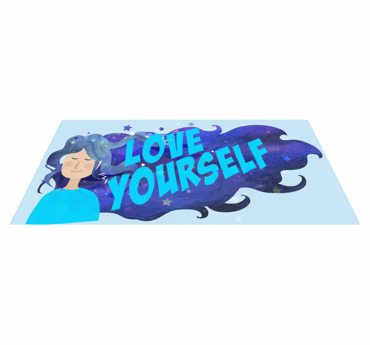 Motivációs idézet kék hajú tini vinyl szőnyeg - TenStickers
