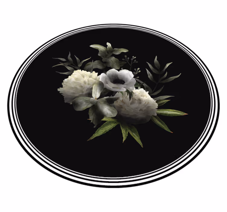 Virágos monokróm elegancia vinil szőnyeg virágok és növények - TenStickers