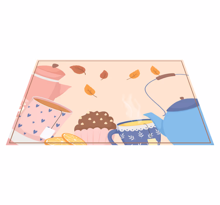 Teatime illusztráció vinil szőnyeg virágok és növények - TenStickers