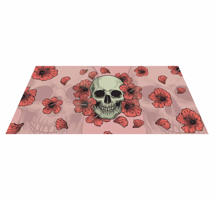Koponya virágos rátét vinil szőnyeg halloween - TenStickers