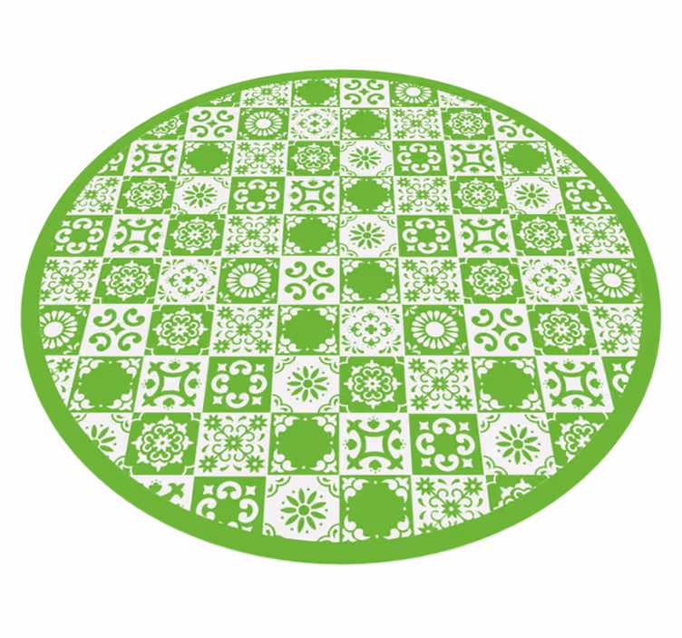 Absztrakt zöld és fehér csempe szőnyeg - TenStickers