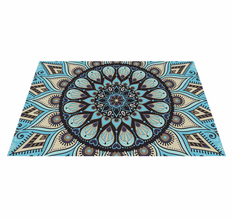 Etnikai fekete és kék mandala vinyl szőnyeg - TenStickers