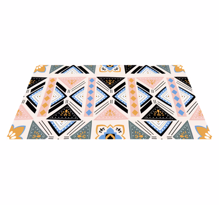 Etnikai fekete és kék rózsaszín mandala vinyl szőnyeg - TenStickers