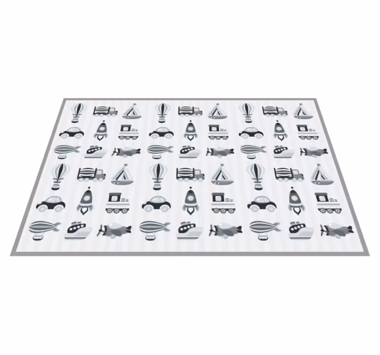 Szürke járművek gyerek vinyl szőnyeg - TenStickers