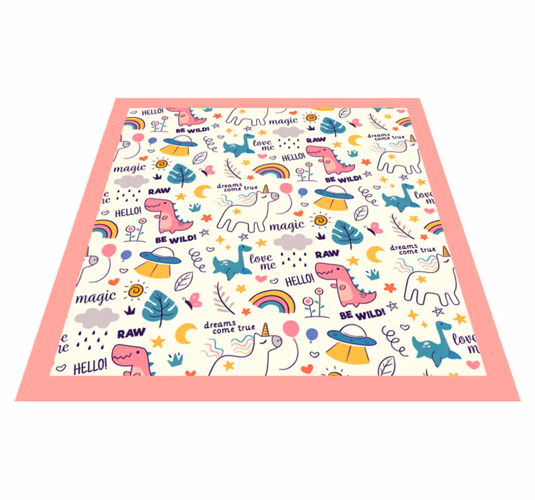 Színes dinoszaurusz téma vinil szőnyeg gyerekek - TenStickers