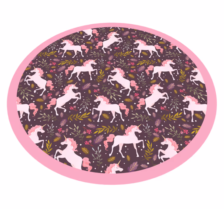 Egyszarvú mintás kör vinil szőnyeg állat - TenStickers