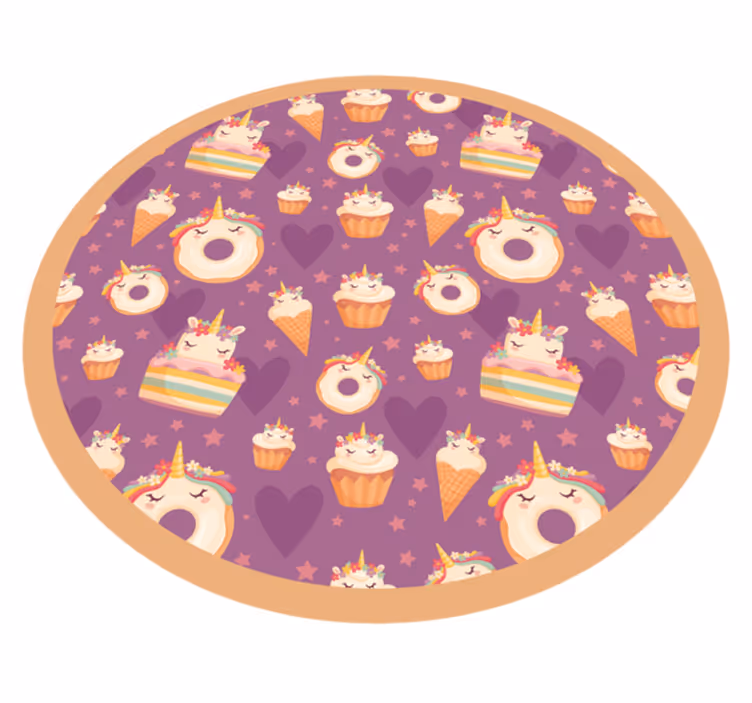 Egyszarvú kezeli kerek vinil szőnyeg gyerekek - TenStickers