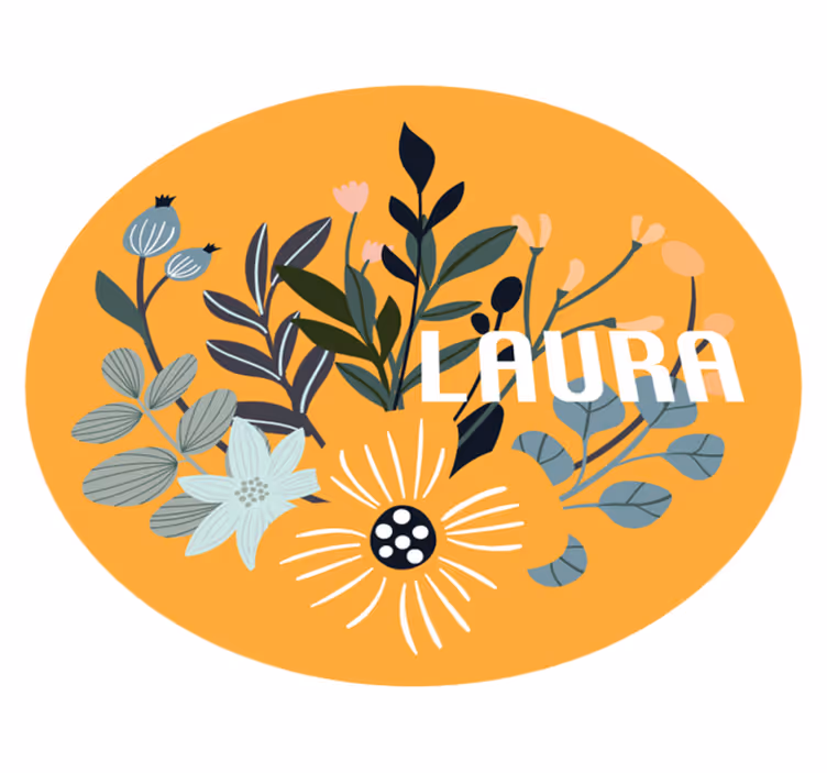 Egyedi virágos embléma Vinil szőnyeg nevekkel - TenStickers