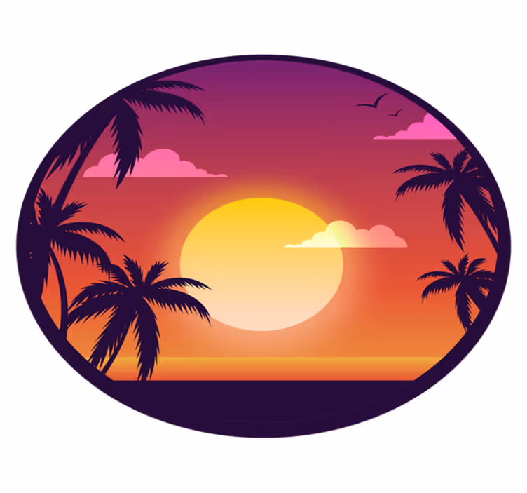 Trópusi naplemente táj vinil szőnyeg természet - TenStickers