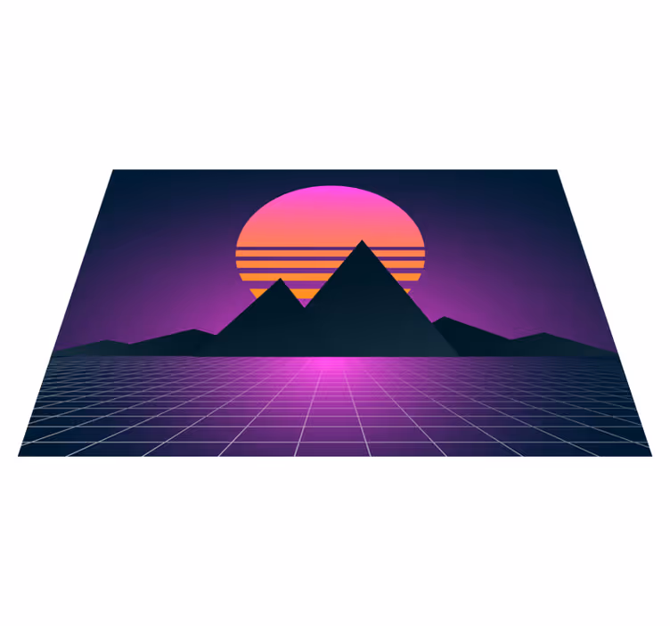 Retro naplemente geometria vinil szőnyeg szüret - TenStickers