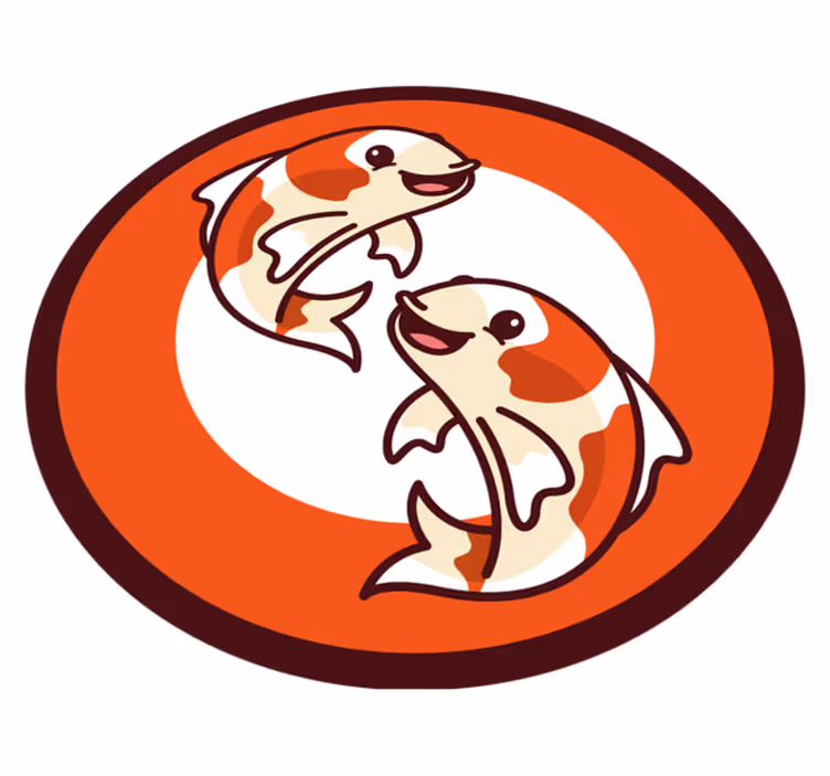 Játékos koi kör vinil szőnyeg állat - TenStickers