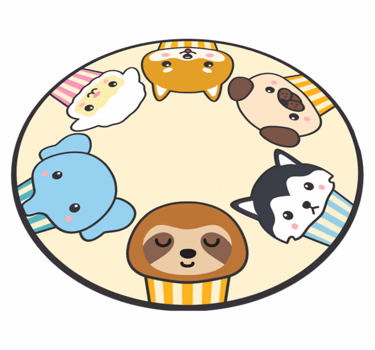 Anime állatok köröznek az állatszőnyeggel - TenStickers