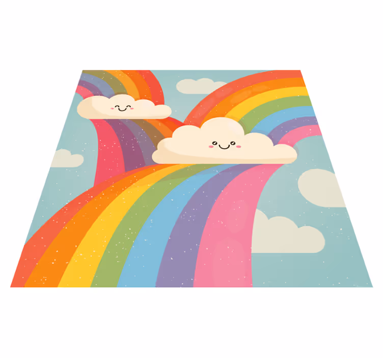 Szivárvány felhőkben gyerekek vinil szőnyeg - TenStickers