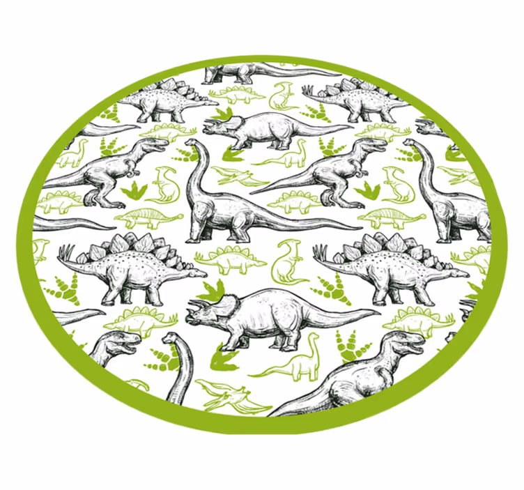 Két színű doodle dinoszaurusz nyomtatott állatszőnyeg - TenStickers