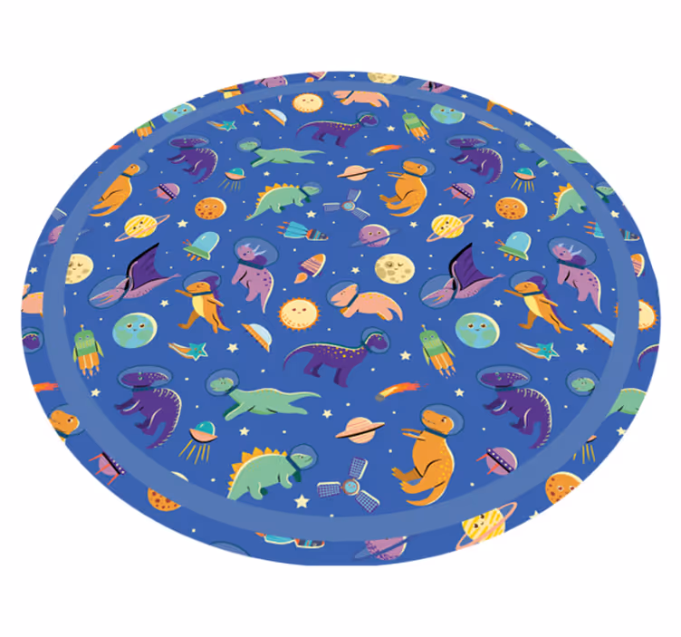 Tér dinoszaurusz kerek vinil szőnyeg gyerekek - TenStickers
