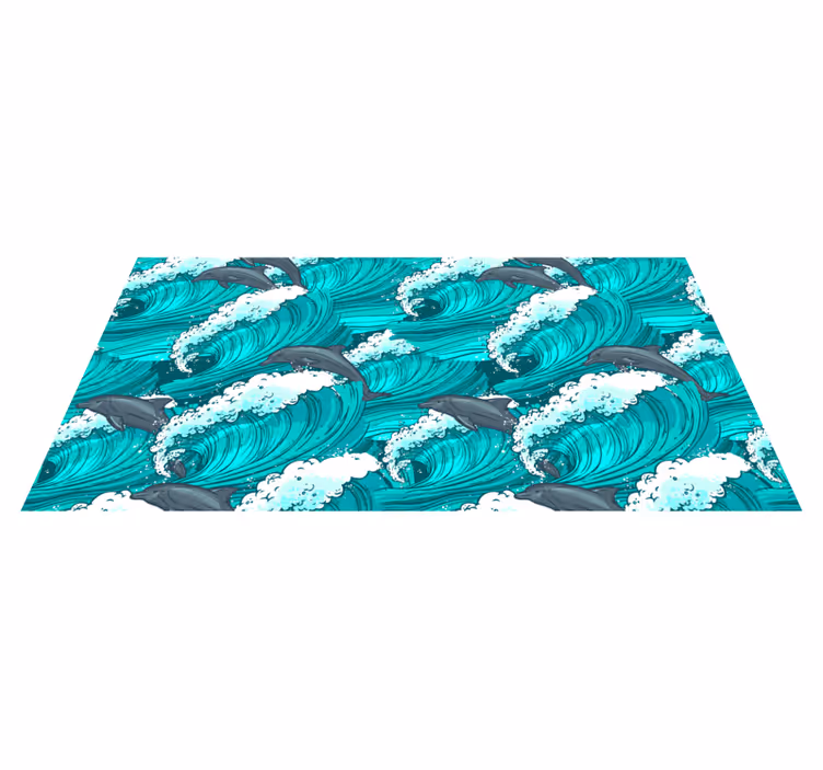 Delfin hullám motívum vinil szőnyeg állat - TenStickers