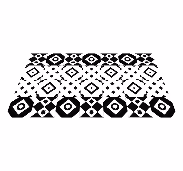 Patchwork fekete-fehér modern szőnyeg - TenStickers