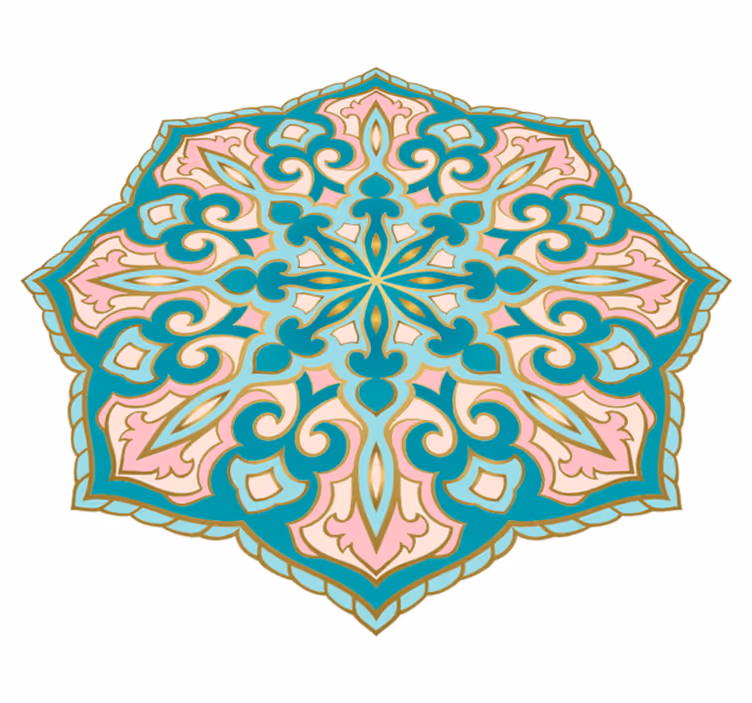 Türkiz és rózsaszín mandala szőnyeg - TenStickers