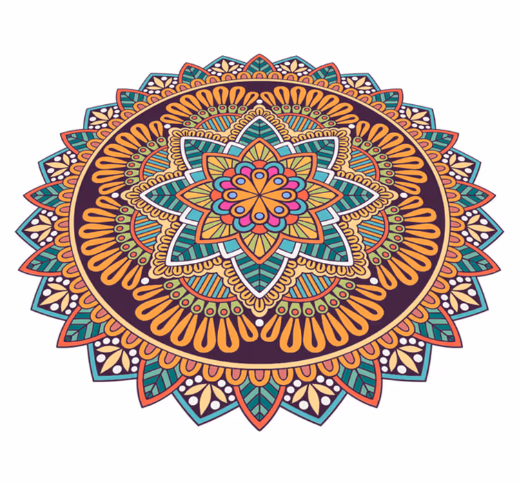 Színes mandala virág mandala vinil szőnyeg - TenStickers