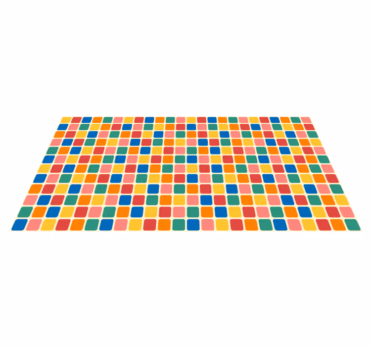 Többszínű cserép négyzetek geometriai vinil szőnyegek - TenStickers