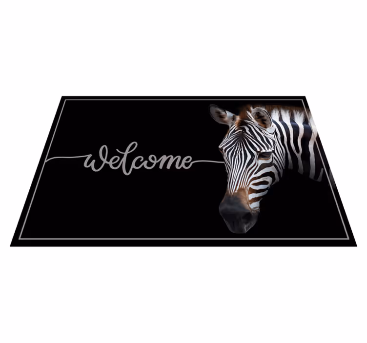 Zebra Üdvözlő grafika vinil szőnyeg mondatokkal - TenStickers