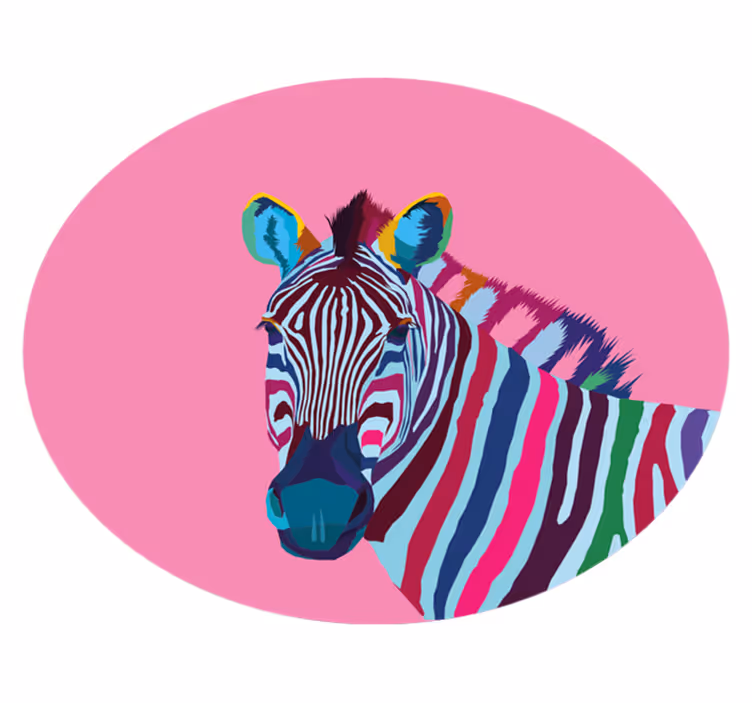 Színes zebra portré vinil szőnyeg állat - TenStickers