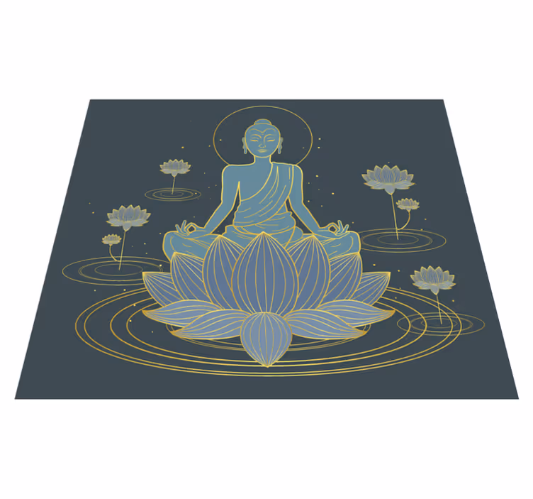 Lótusz és buddha virágos vinilszőnyeg - TenStickers