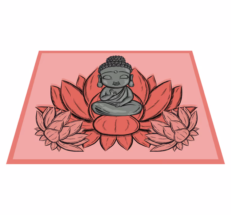 Lótusz és rajzfilm buddha virágos szőnyeg - TenStickers