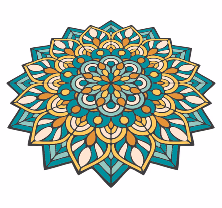 Mandala zöld és narancs mandala vinyl szőnyeg - TenStickers