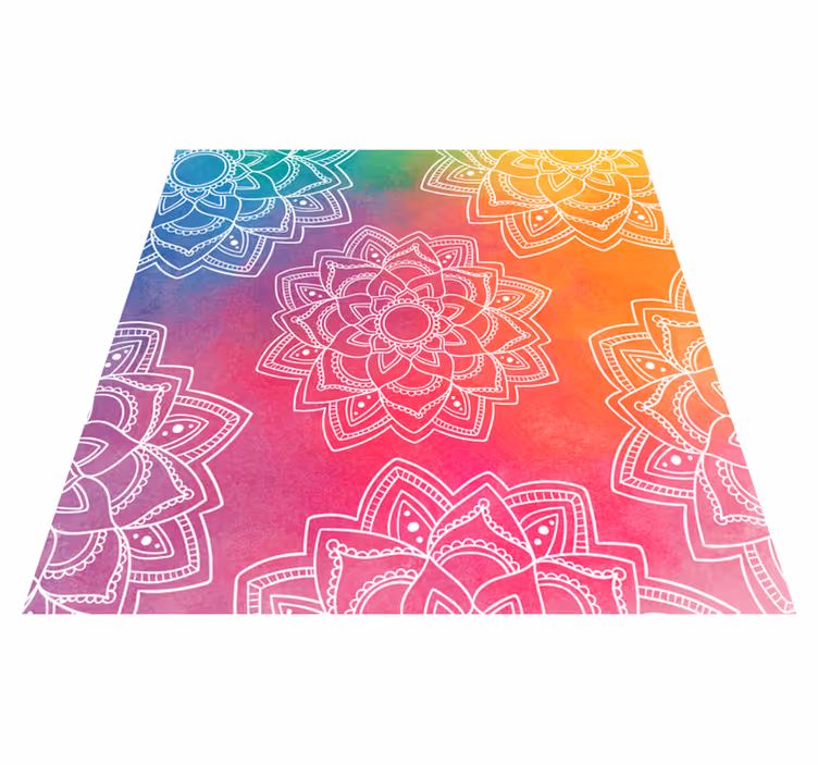 Szivárvány színű háttér mandala vinil szőnyeg - TenStickers