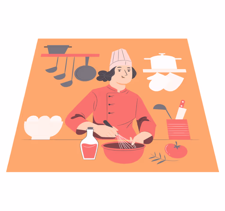 Séf illusztráció vinil szőnyeg konyha - TenStickers