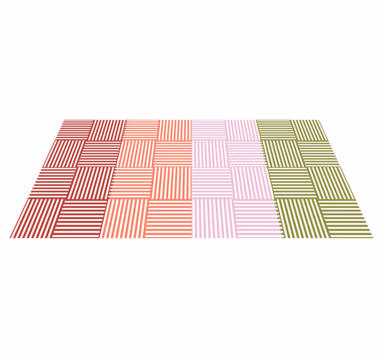 Színes csíkos négyzetek geometriai vinil szőnyegek - TenStickers