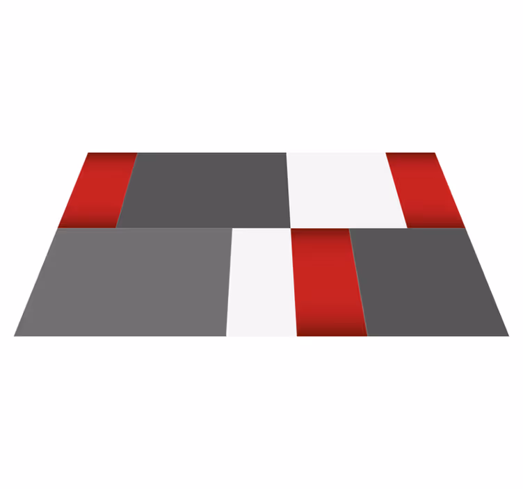 Vörös, fehér és szürke csempe geometriai szőnyegek - TenStickers