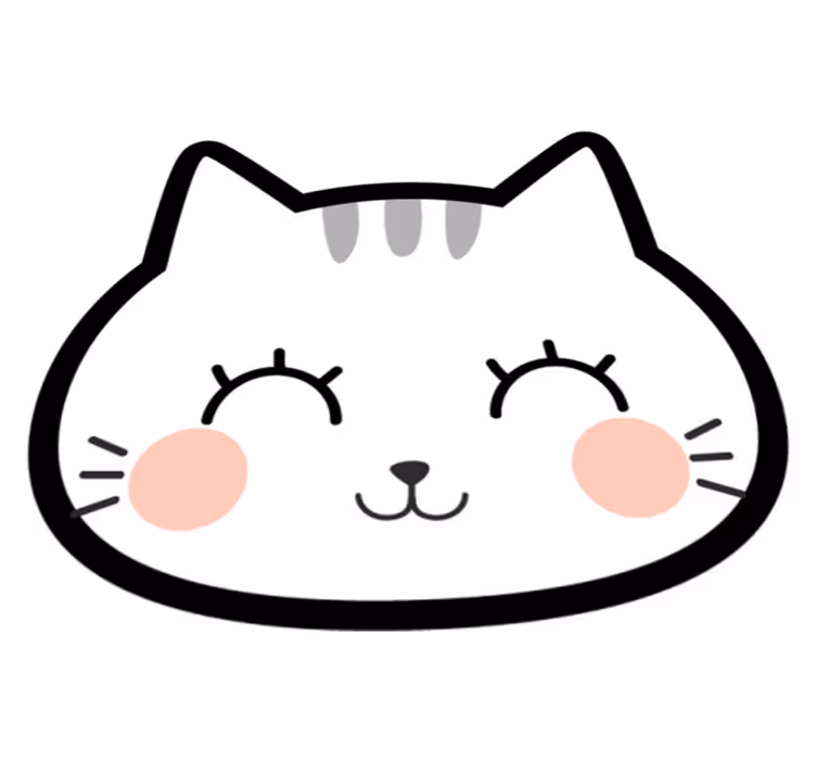 Boldog aranyos macska arc vinil szőnyeg - TenStickers