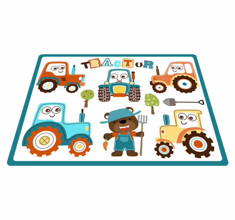 Animált traktorok vinil szőnyeg gyerekek - TenStickers